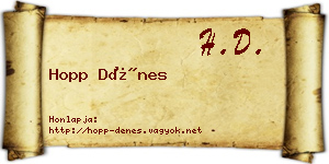 Hopp Dénes névjegykártya